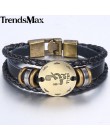 12 znak zodiaku horoskop męska skórzana bransoletka w stylu Vintage Retro urok nadgarstek mężczyzna biżuteria prezenty dla mężcz
