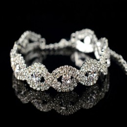 2019 nowy Fahison eleganckie jasne kobiety Lady Rhinestone Crystal bransoletka z metalowym łańcuszkiem bransoletka biżuteria ślu