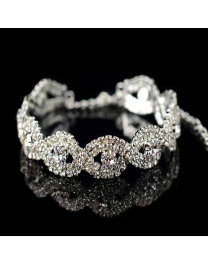 2019 nowy Fahison eleganckie jasne kobiety Lady Rhinestone Crystal bransoletka z metalowym łańcuszkiem bransoletka biżuteria ślu