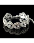 2019 nowy Fahison eleganckie jasne kobiety Lady Rhinestone Crystal bransoletka z metalowym łańcuszkiem bransoletka biżuteria ślu