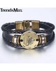 12 znak zodiaku horoskop męska skórzana bransoletka w stylu Vintage Retro urok nadgarstek mężczyzna biżuteria prezenty dla mężcz