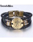 12 znak zodiaku horoskop męska skórzana bransoletka w stylu Vintage Retro urok nadgarstek mężczyzna biżuteria prezenty dla mężcz