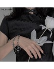 HZ 2019 fajny zamek krzyż Punk Rock Chain regulowana bransoletka długi łańcuch stop srebra stal metalowa linia dla kobiet biżute