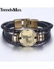 12 znak zodiaku horoskop męska skórzana bransoletka w stylu Vintage Retro urok nadgarstek mężczyzna biżuteria prezenty dla mężcz