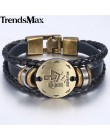 12 znak zodiaku horoskop męska skórzana bransoletka w stylu Vintage Retro urok nadgarstek mężczyzna biżuteria prezenty dla mężcz