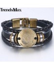 12 znak zodiaku horoskop męska skórzana bransoletka w stylu Vintage Retro urok nadgarstek mężczyzna biżuteria prezenty dla mężcz