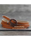 Anslow nowy projekt moda biżuteria hurtowych Vintage wielowarstwowe Wrap skórzana bransoletka dla kobiet mężczyzn 65cm prezent L