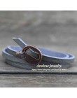 Anslow nowy projekt moda biżuteria hurtowych Vintage wielowarstwowe Wrap skórzana bransoletka dla kobiet mężczyzn 65cm prezent L