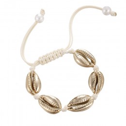 Czeski naturalne morskie powłoki bransoletki anklet ręcznie dzianiny liny elastyczne zroszony Pulseira DIY biżuteria plażowa akc