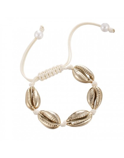 Czeski naturalne morskie powłoki bransoletki anklet ręcznie dzianiny liny elastyczne zroszony Pulseira DIY biżuteria plażowa akc