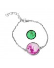 DIEZI świecące w ciemności Charms bransoletka szkło Cabochon szary księżyc Luminous biżuteria srebrny Chain Link bransoletki dla