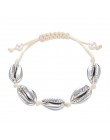 Czeski naturalne morskie powłoki bransoletki anklet ręcznie dzianiny liny elastyczne zroszony Pulseira DIY biżuteria plażowa akc
