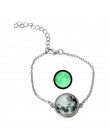DIEZI świecące w ciemności Charms bransoletka szkło Cabochon szary księżyc Luminous biżuteria srebrny Chain Link bransoletki dla