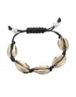 Czeski naturalne morskie powłoki bransoletki anklet ręcznie dzianiny liny elastyczne zroszony Pulseira DIY biżuteria plażowa akc