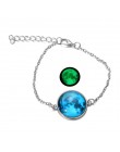 DIEZI świecące w ciemności Charms bransoletka szkło Cabochon szary księżyc Luminous biżuteria srebrny Chain Link bransoletki dla
