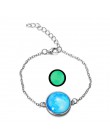 DIEZI świecące w ciemności Charms bransoletka szkło Cabochon szary księżyc Luminous biżuteria srebrny Chain Link bransoletki dla