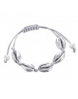 Czeski naturalne morskie powłoki bransoletki anklet ręcznie dzianiny liny elastyczne zroszony Pulseira DIY biżuteria plażowa akc