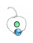 DIEZI świecące w ciemności Charms bransoletka szkło Cabochon szary księżyc Luminous biżuteria srebrny Chain Link bransoletki dla