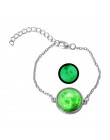 DIEZI świecące w ciemności Charms bransoletka szkło Cabochon szary księżyc Luminous biżuteria srebrny Chain Link bransoletki dla