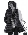 7XL Winter Woman wyściełana długa kurtka z kapturem biała kaczuszka żeński płaszcz Ultra lekkie cienkie solidne kurtki płaszcz p