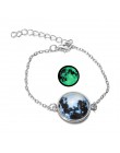 DIEZI świecące w ciemności Charms bransoletka szkło Cabochon szary księżyc Luminous biżuteria srebrny Chain Link bransoletki dla