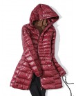 7XL Winter Woman wyściełana długa kurtka z kapturem biała kaczuszka żeński płaszcz Ultra lekkie cienkie solidne kurtki płaszcz p