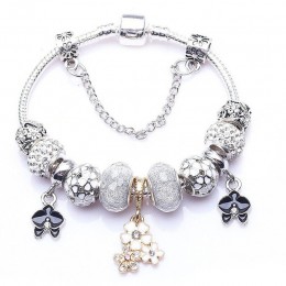 TOGORY New Fashion Grystal & Glass słonecznik Dangles Charm bransoletka Fit wąż łańcuch DIY delikatna bransoletka dla damska biż