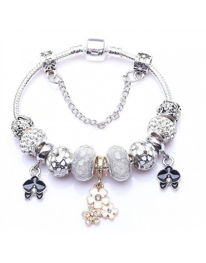 TOGORY New Fashion Grystal & Glass słonecznik Dangles Charm bransoletka Fit wąż łańcuch DIY delikatna bransoletka dla damska biż