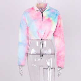 Hugcitar z długim rękawem zipper na szyję Faux lambswool krótkie bluzki 2018 jesień zima kobiety moda trwały płaszcz kurtka