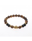 Urok budda i bransoletka evil eye kobiety 8mm elastyczny okrągły jasnoczarny kamień Chakra bransoletki mężczyźni Erkek Bileklik 