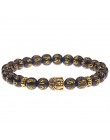 Urok budda i bransoletka evil eye kobiety 8mm elastyczny okrągły jasnoczarny kamień Chakra bransoletki mężczyźni Erkek Bileklik 