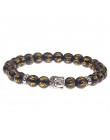 Urok budda i bransoletka evil eye kobiety 8mm elastyczny okrągły jasnoczarny kamień Chakra bransoletki mężczyźni Erkek Bileklik 