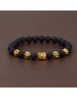 Urok budda i bransoletka evil eye kobiety 8mm elastyczny okrągły jasnoczarny kamień Chakra bransoletki mężczyźni Erkek Bileklik 