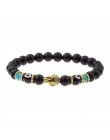 Urok budda i bransoletka evil eye kobiety 8mm elastyczny okrągły jasnoczarny kamień Chakra bransoletki mężczyźni Erkek Bileklik 