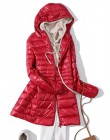 7XL Winter Woman wyściełana długa kurtka z kapturem biała kaczuszka żeński płaszcz Ultra lekkie cienkie solidne kurtki płaszcz p