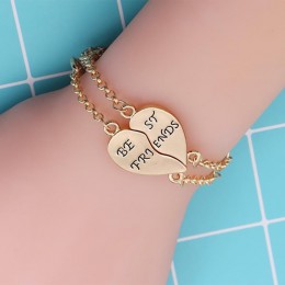 Urok 2 sztuk/zestaw Best Friends bransoletki dla kobiet dziewczyn Puzzle serce bransoletki złoto srebro przyjaźń na zawsze Bff b
