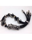 Klasyczny skórzany sznur mężczyzn smok bransoletka regulowany Vintage bransoletki i Bangles biżuteria mężczyzna prezent