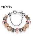 VIOVIA 2019 Hot sprzedaży kryształowe wiszące bransoletki dla kobiet DIY koraliki Fit Pan oryginalne bransoletki i Bangles biżut
