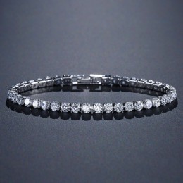 Solidna 925 sterling silver 4mm 18cm CZ bransoletka tenisowa bransoletka dla kobiet biżuteria ślubna hurtownia party prezent S47