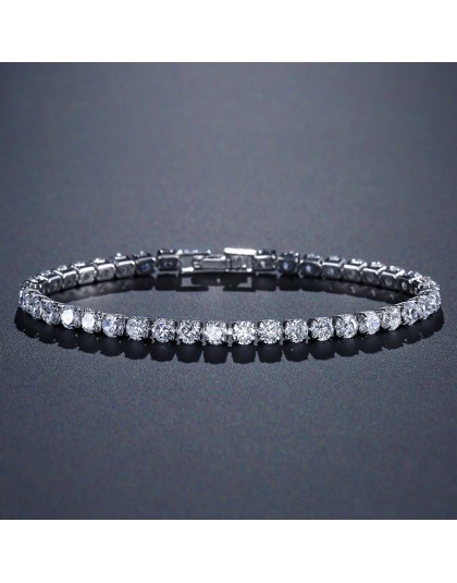 Solidna 925 sterling silver 4mm 18cm CZ bransoletka tenisowa bransoletka dla kobiet biżuteria ślubna hurtownia party prezent S47