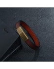 Jiayiqi 2019 nowych mężczyzna biżuteria brązowa bransoletka ze skóry dla mężczyzn zapięcie magnetyczne ze stali nierdzewnej moda