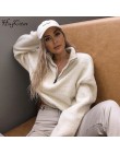 Hugcitar z długim rękawem zipper na szyję Faux lambswool krótkie bluzki 2018 jesień zima kobiety moda trwały płaszcz kurtka