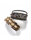 Amorcome czeska skóra lamparta bransoletki dla kobiet 2019 modne bransoletki i bransolety Crystal Wide Wrap bransoletka biżuteri