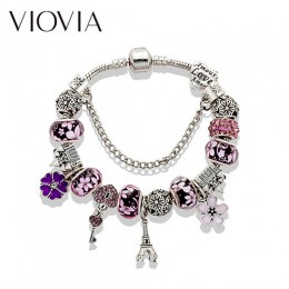 VIOVIA 2019 Hot sprzedaży kryształowe wiszące bransoletki dla kobiet DIY koraliki Fit Pan oryginalne bransoletki i Bangles biżut