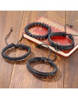 IFMIA Vintage czarny koralik bransoletki dla mężczyzn moda Hollow trójkąt skórzana bransoletka i Bangles wielowarstwowe szeroki 