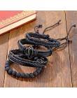 IFMIA Vintage czarny koralik bransoletki dla mężczyzn moda Hollow trójkąt skórzana bransoletka i Bangles wielowarstwowe szeroki 