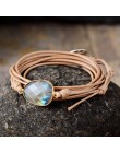 Rope Wrap bransoletka kamienie naturalne labradoryt Boho długa bransoletka przyjaźni unikatowe ręcznie etniczne bransoletki Drop