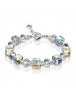 2019 moda lato kwadratowe kryształy Link Chain Stretch Charm bransoletki dla kobiet regulowana strona biżuteria Pulseras Mujer