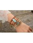Rope Wrap bransoletka kamienie naturalne labradoryt Boho długa bransoletka przyjaźni unikatowe ręcznie etniczne bransoletki Drop