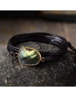 Rope Wrap bransoletka kamienie naturalne labradoryt Boho długa bransoletka przyjaźni unikatowe ręcznie etniczne bransoletki Drop